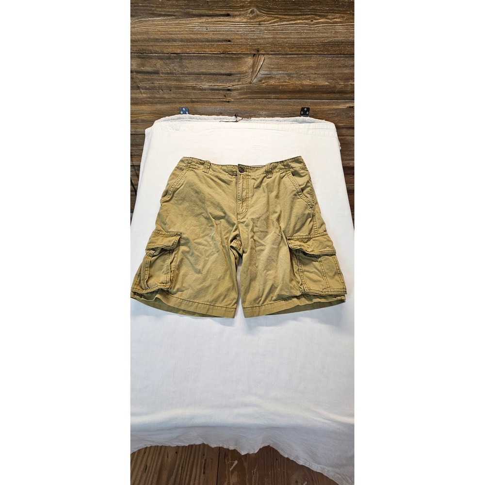 Aeropostale Mens Khaki Cargo Shorts Size 38 Tan Cotton Utility Casual Summer